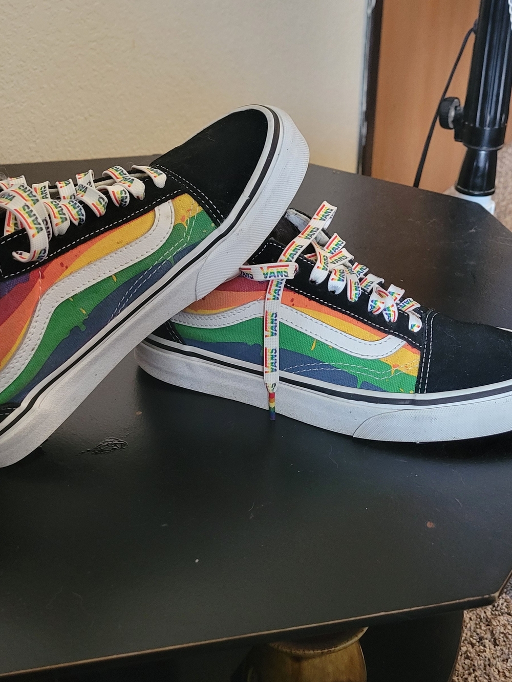 Vans Kids' Rainbow Stripe Old Skool Sneakers - Black/Multicolor